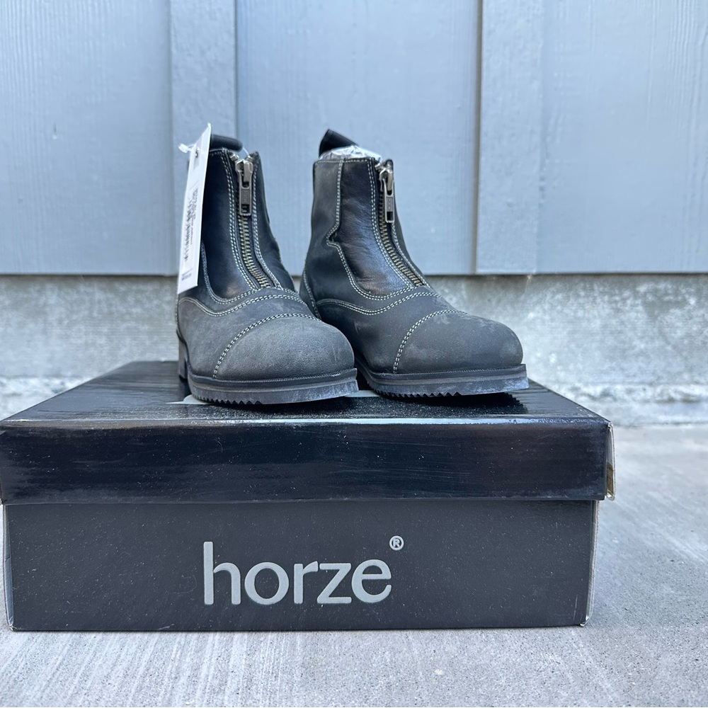 Horze Seville Kids Zip Leather Horse Riding Paddock Boots